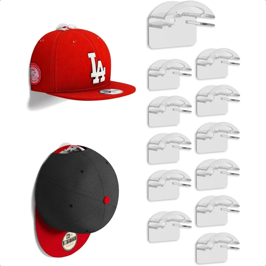 Hat Hooks for Wall 2 Different Ways Hat Racks and Display Baseball Caps Adhesive Hat Wall Hanger Hat Organizer Holder Transpare