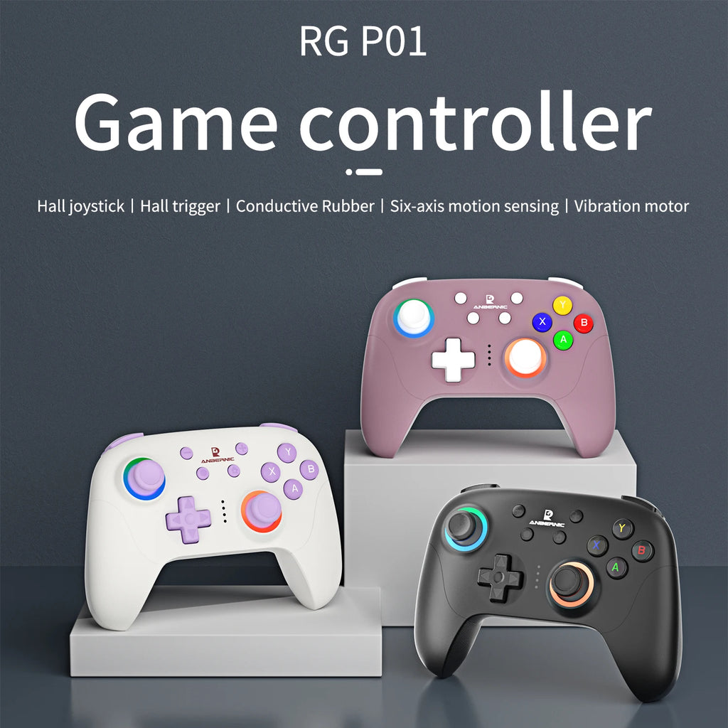ANBERNIC RG P01 Retro Games Controller Wired/Wireless Bluetooth RGB Hall Effect Joystick XBOX Gamepad for PC Android IOS Steam Shopifynow
