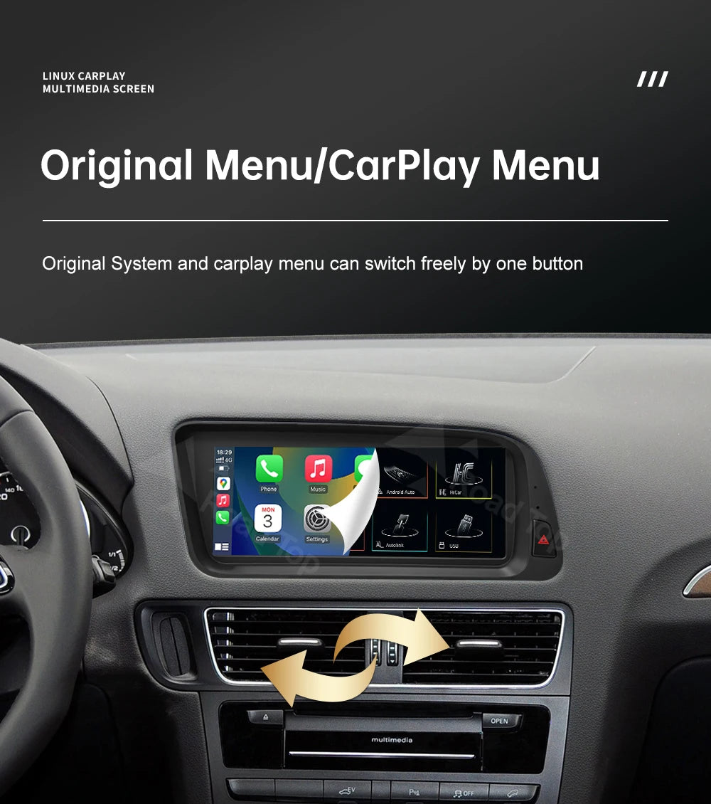 12.3' RoadTop Wireless CarPlay Multimedia Linux Screen Android Auto For Audi Q5 2009-2017 Airplay Autolink Function - Shopifynow