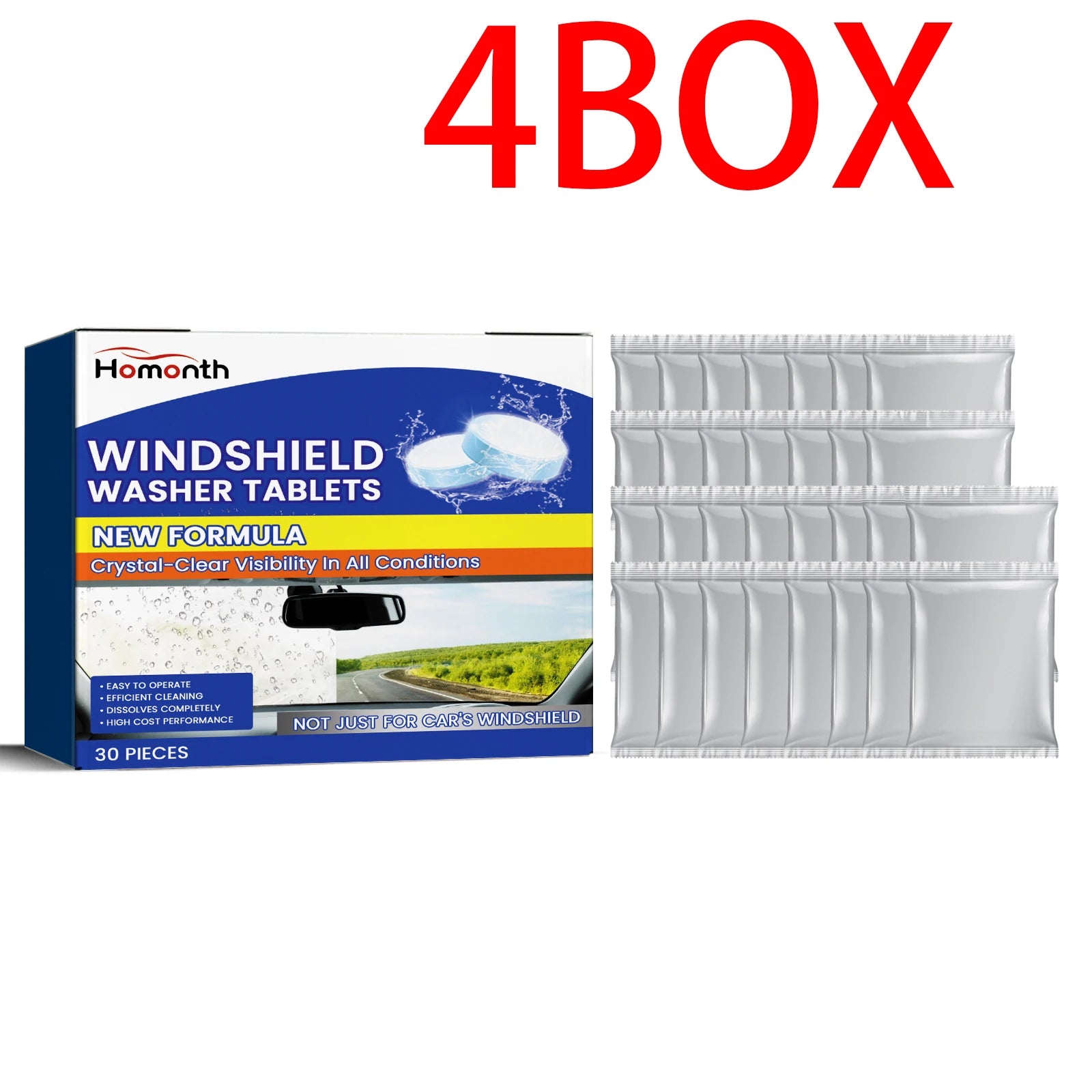 Homonth Windshield Cleaning Tablets 30PCS Glass Restoration Streak Free Cleaner for Car Windows Anti Fog Interior Glass Cleaner