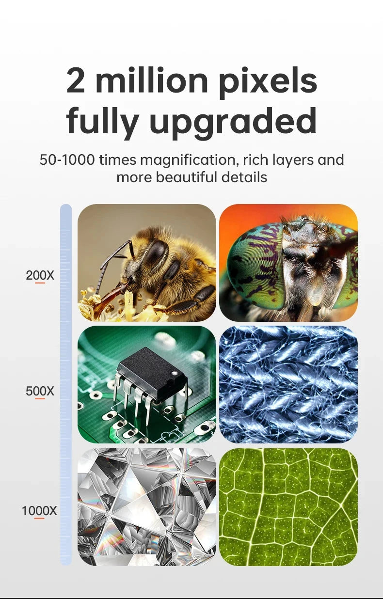 Digital Microscope 4.3" IPS USB Coin Microscope 1000X Magnification 2MP Ultra-Precise Focusing Soldering Microscopes for Repair Shopifynow