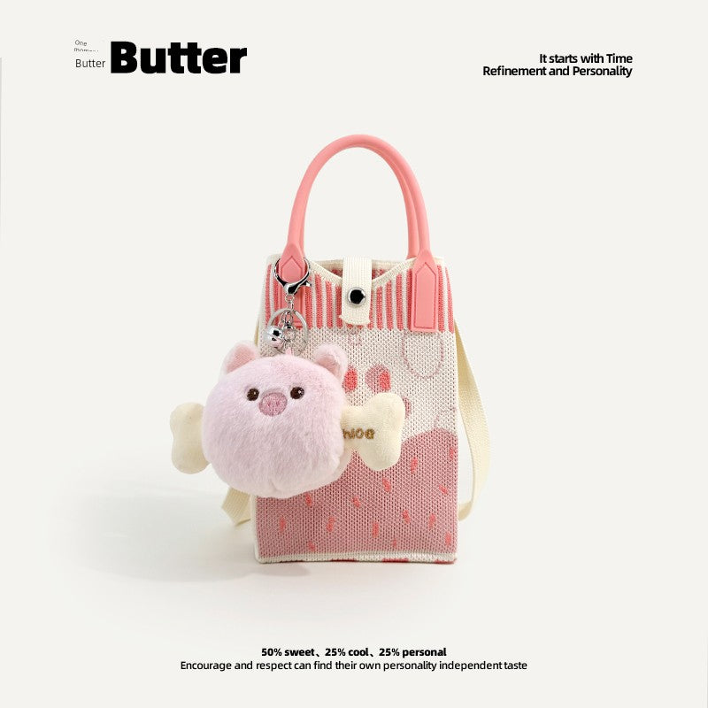 Butter Korean Style New Arrival Florals Cute Knitted Bag Versatile Handheld Mini Shoulder Adjustable Messenger Bag Coin Purse Shopifynow