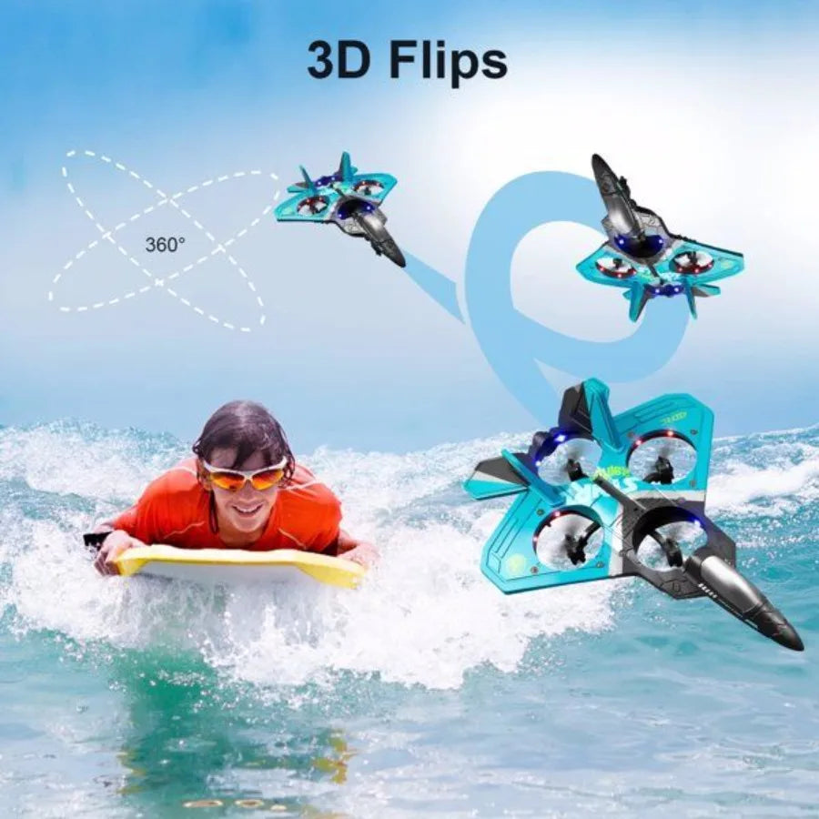 4DRC Remote Control Plane 2.4Ghz Foam RC Airplanes Helicopter Quadcopter Spinning Drone with Cool Light Gifts for Adults.Logist