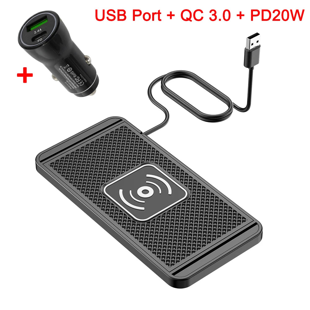 Car Wireless Charger for Iphone 16 15 15 Pro Max 14 13 12 X Samsung S24 S23 Wireless Car Charger Silicone Pad Stand Fast Charger - Shopifynow