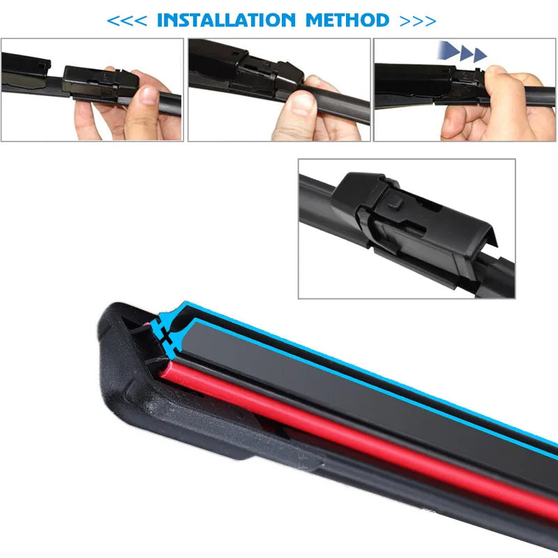 Car Windshield Wiper blades Universal Soft Double layer Rubber Frameless Bracketless car wipers 14" 16" 19" 20" 21" 22" 24"26"