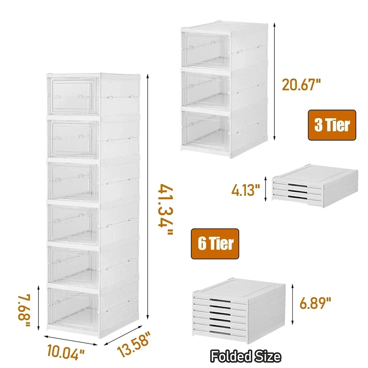 6 Layers Shoes Box Foldable Transparent Sneaker Shoe Storage Organizers Box Stackable Dustproof High-top Cabinet Shoe Rack Shelf - Shopifynow