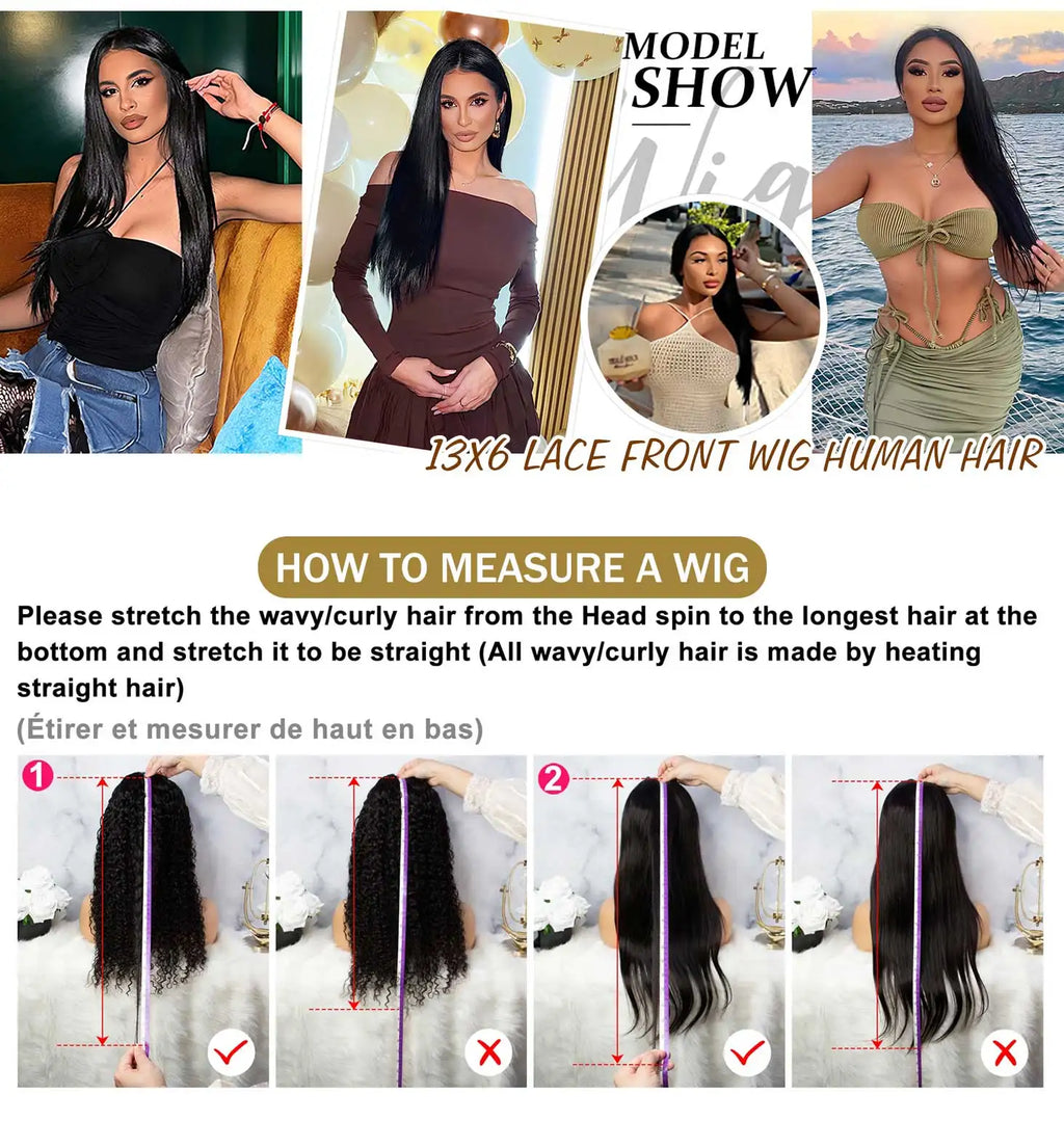 40 50 Inch Straight Human Hair Wig 13x6 HD Lace Frontal 100% Human Hair Wigs 250 Density Remy Pre Plucked Lace Front Closure Wig Shopifynow