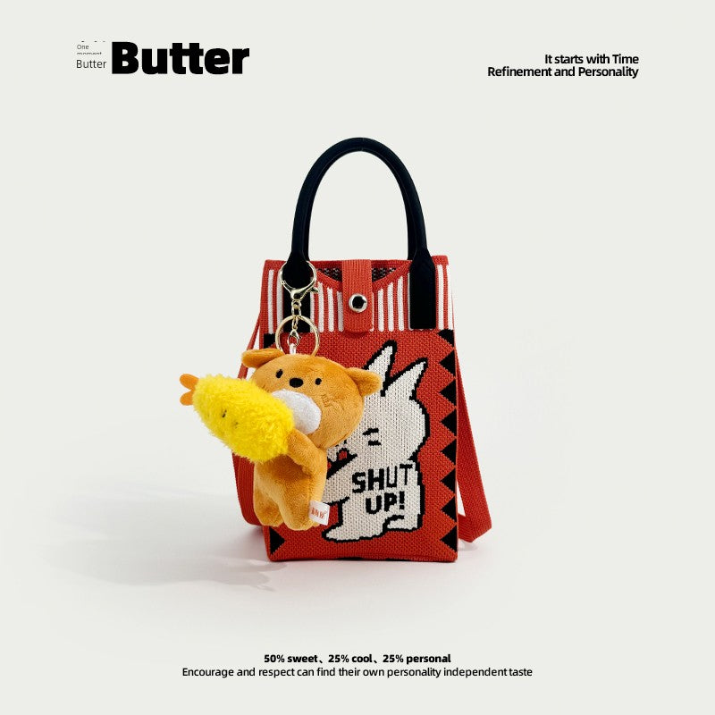 Butter Korean Style New Arrival Florals Cute Knitted Bag Versatile Handheld Mini Shoulder Adjustable Messenger Bag Coin Purse Shopifynow