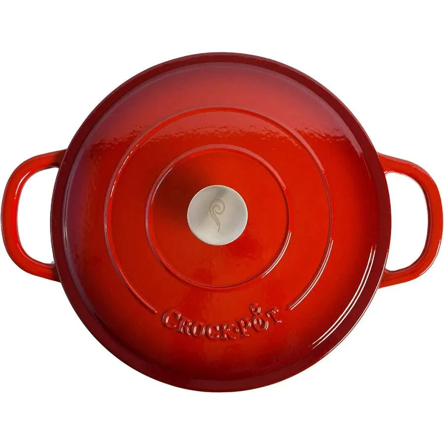 Crock Pot Artisan Enameled Cast Iron Braiser W Lid 5 Quart Scarlet Red Shopifynow
