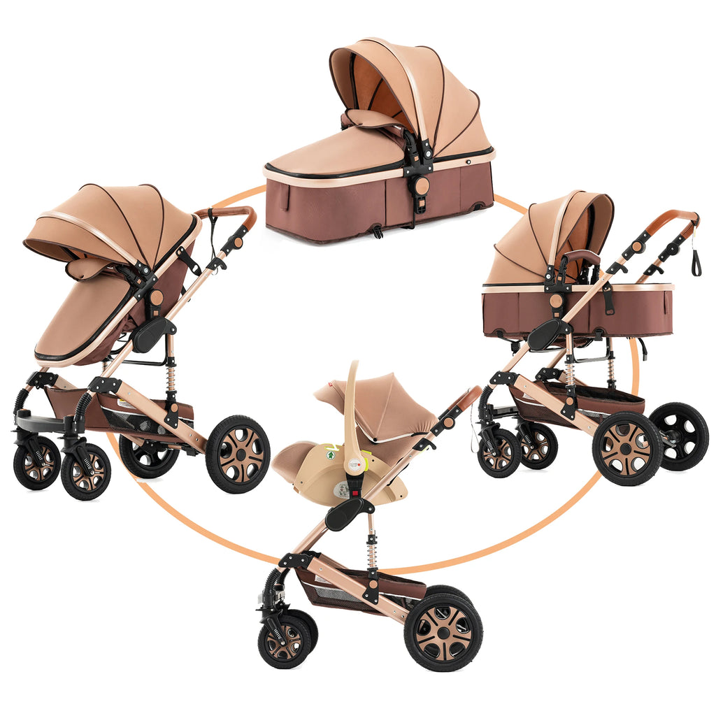 3 in 1 Baby Stroller,Baby Travel System,Baby Carriage 3in1 with Isofix Base,Foldable Newborn Pram,Reversible Standard Stroller Shopifynow