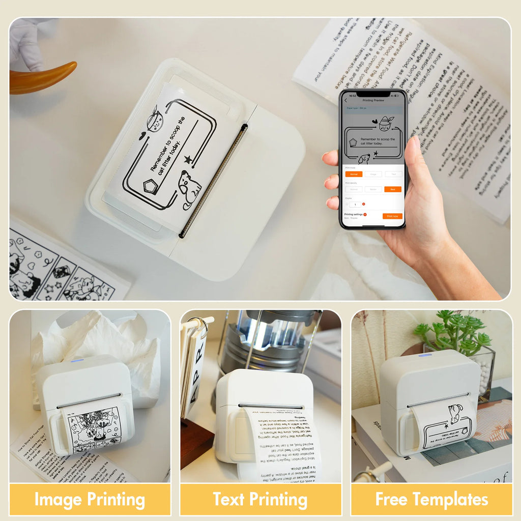 Inkless Thermal Label Printer Portable Bluetooth Pocket Label Maker Home Study with 1roll Stickable Label Paper PC Android IOS Shopifynow