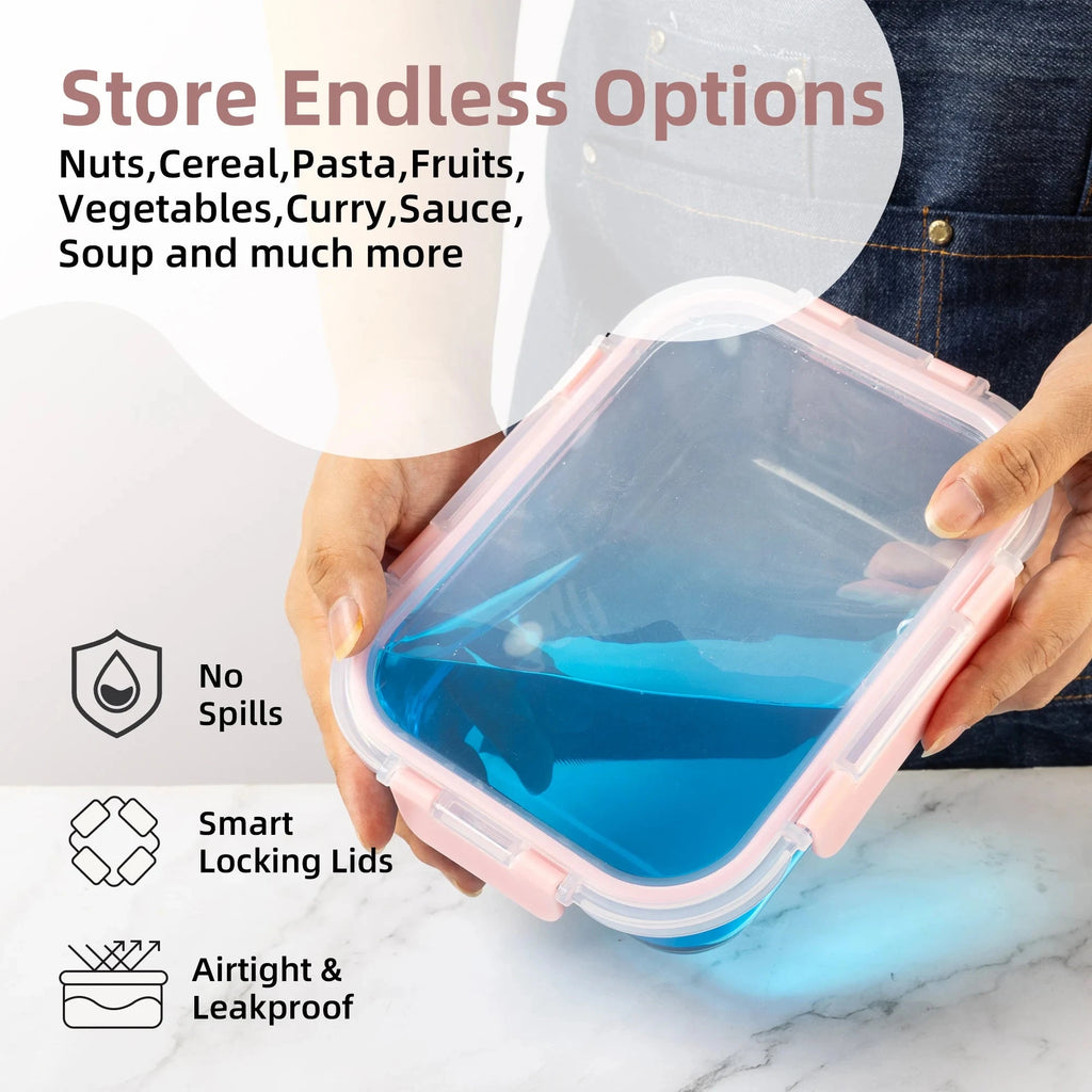 16-Piece Glass Food Storage Containers Set, Leakproof Airtight BPA-Free, Microwave & Oven Safe, Stackable Kitchen Organizers wit Shopifynow