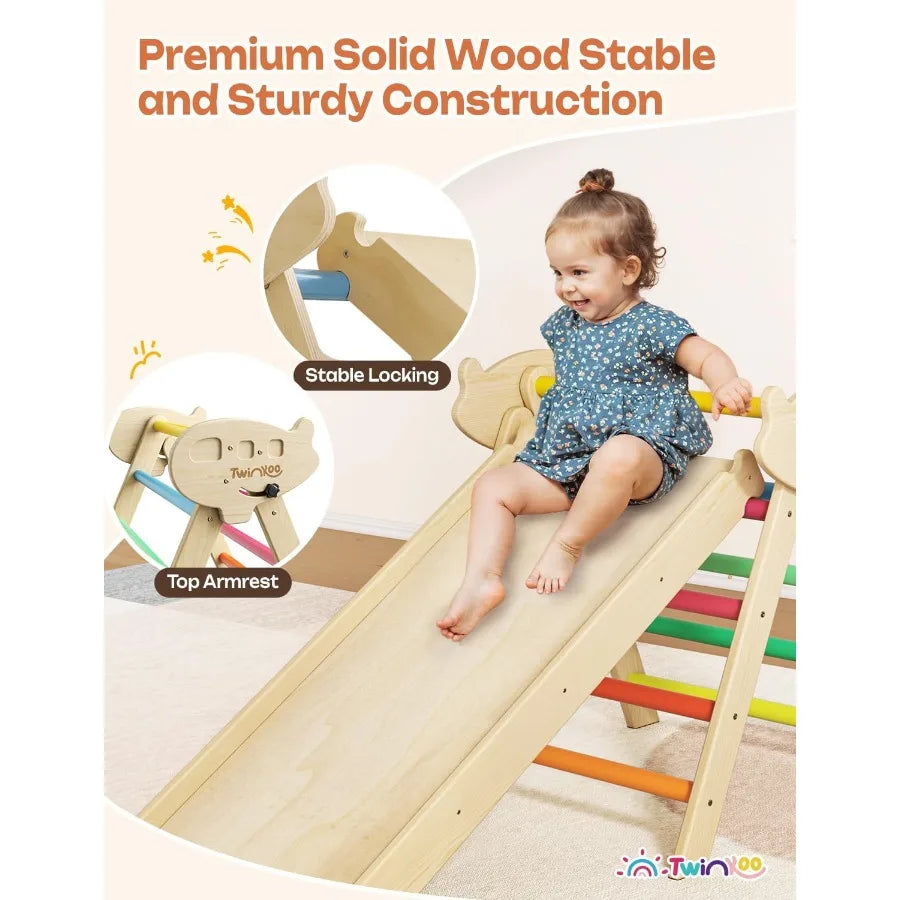 7 in 1 Pikler Triangle Set Foldable Toddler Baby Climbing Toys Solid Wooden Montessori Climbing Set Baby Climber Indoor Playgro Shopifynow