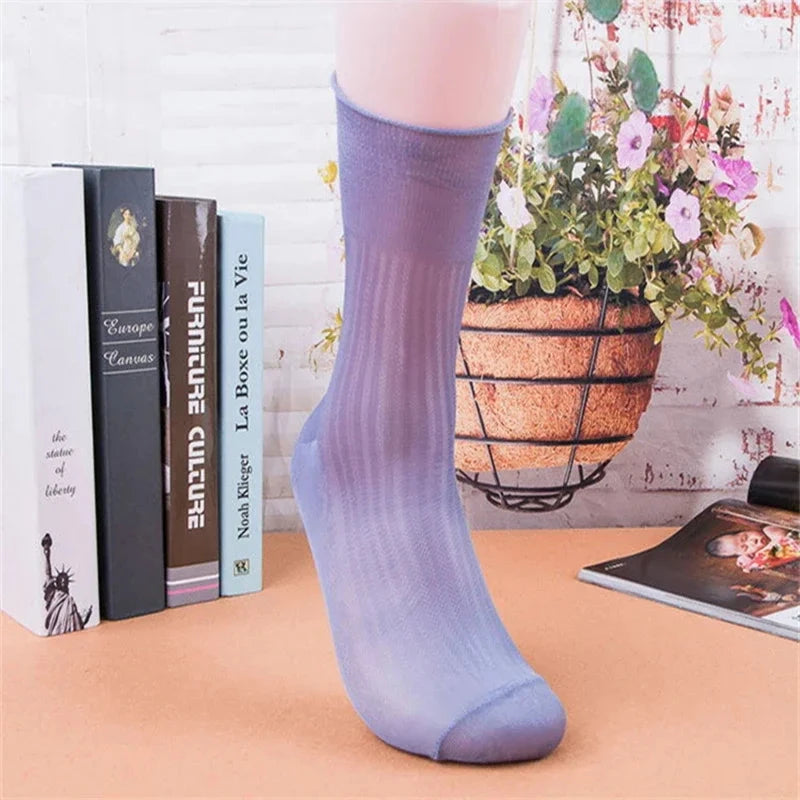 16 Pairs Men Ultra Thin Dress Socks Silk Sheer Soft Nylon Business Summer Sheer Man Breathable Crew Socks Shopifynow