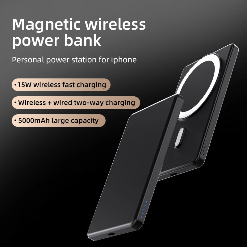 Magnetic Wireless Power Bank for Magsafe For iPhone 16 15 14 13 12 Pro Max 15W 5000mAh Portable Fast Charging External Battery Shopifynow