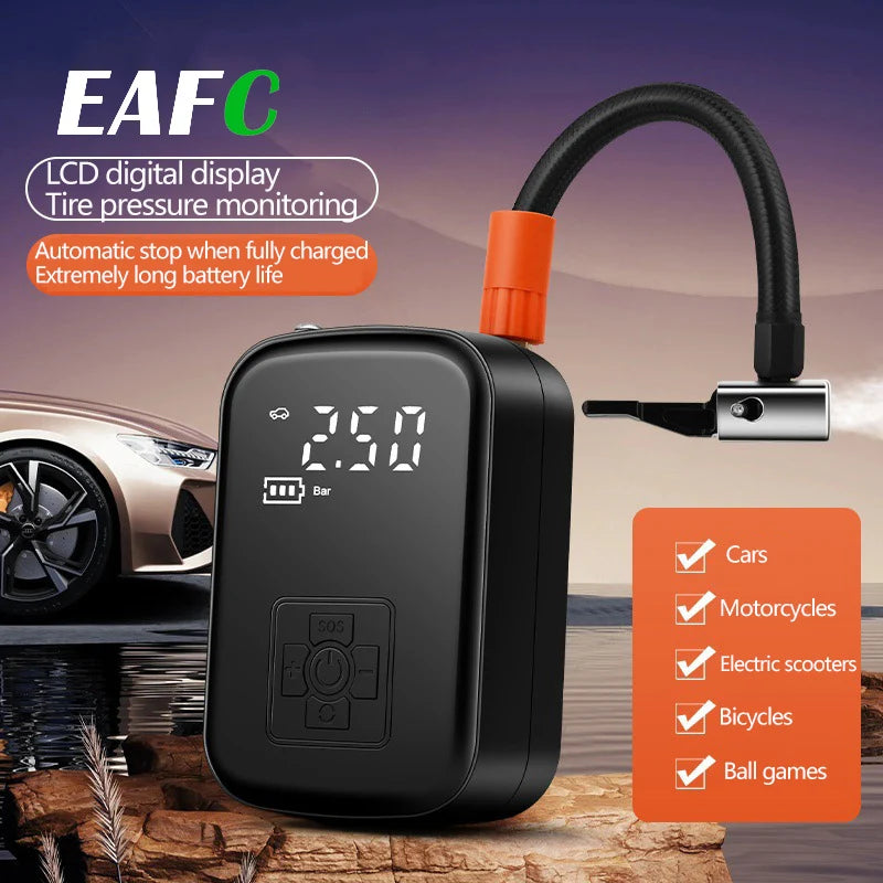 EAFC Portable Tire Inflator Car Tire Inflator Tire Inflator Pump With Digital Display Electric Inflator Mini Bicycle Air Pump