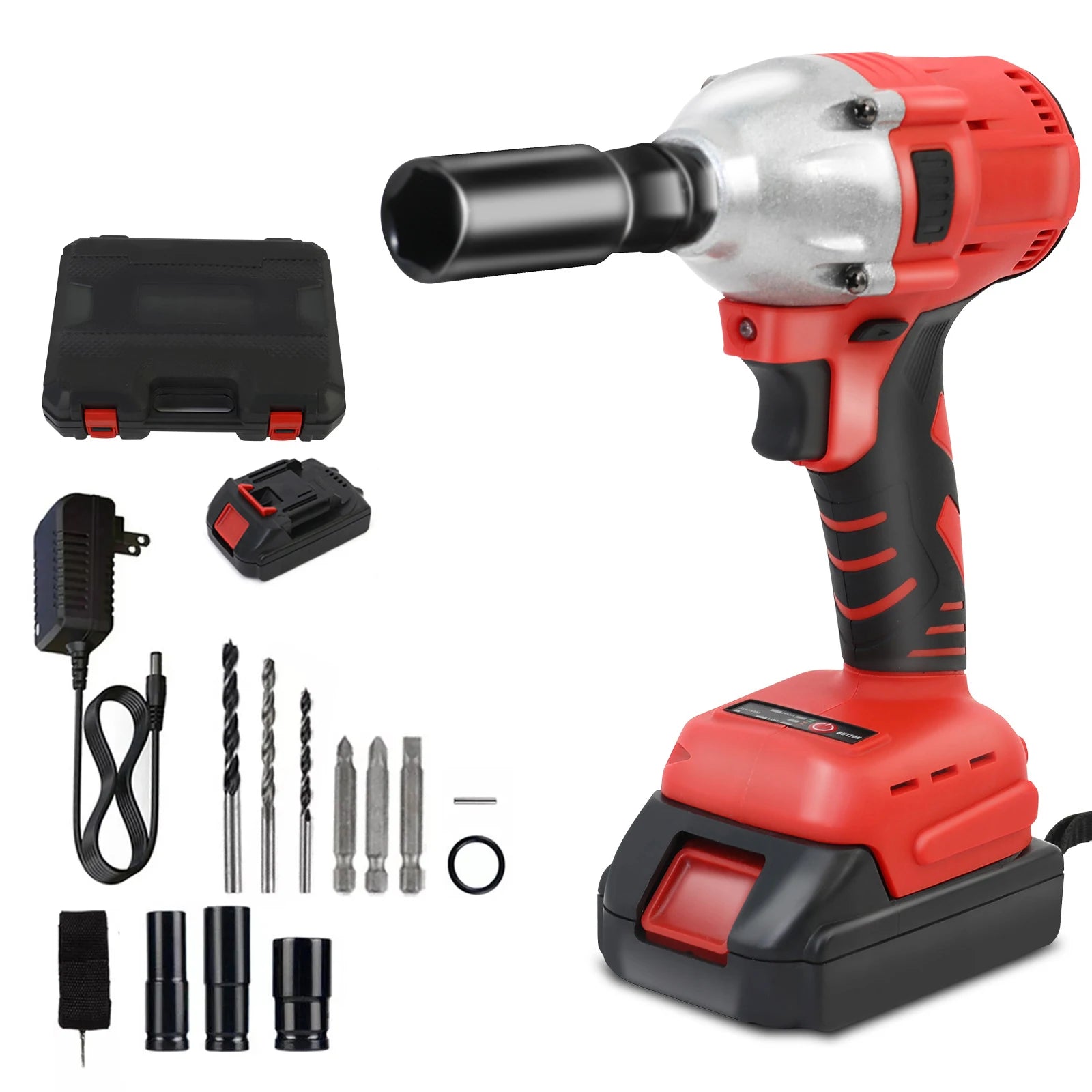1000N.m (740ft-lbs) Cordless Impact Drill Wrench Brushless Electric High Torque Batteries 1500MAh 20V Fast Charger DIY Tool Shopifynow