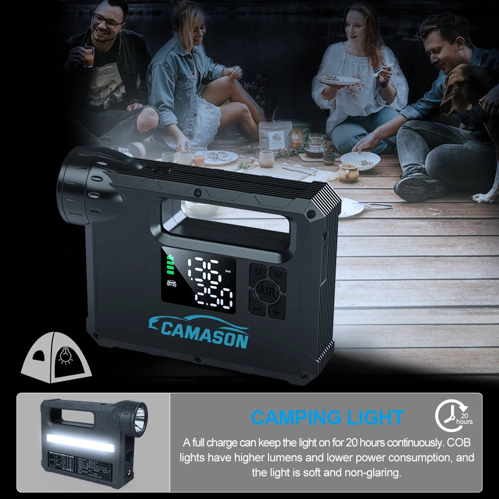 5 in 1 Car Jump Starter with air Compressor Portable Flashlight Starting Device Power Bank Battery Automotive Booster start - Shopifynow