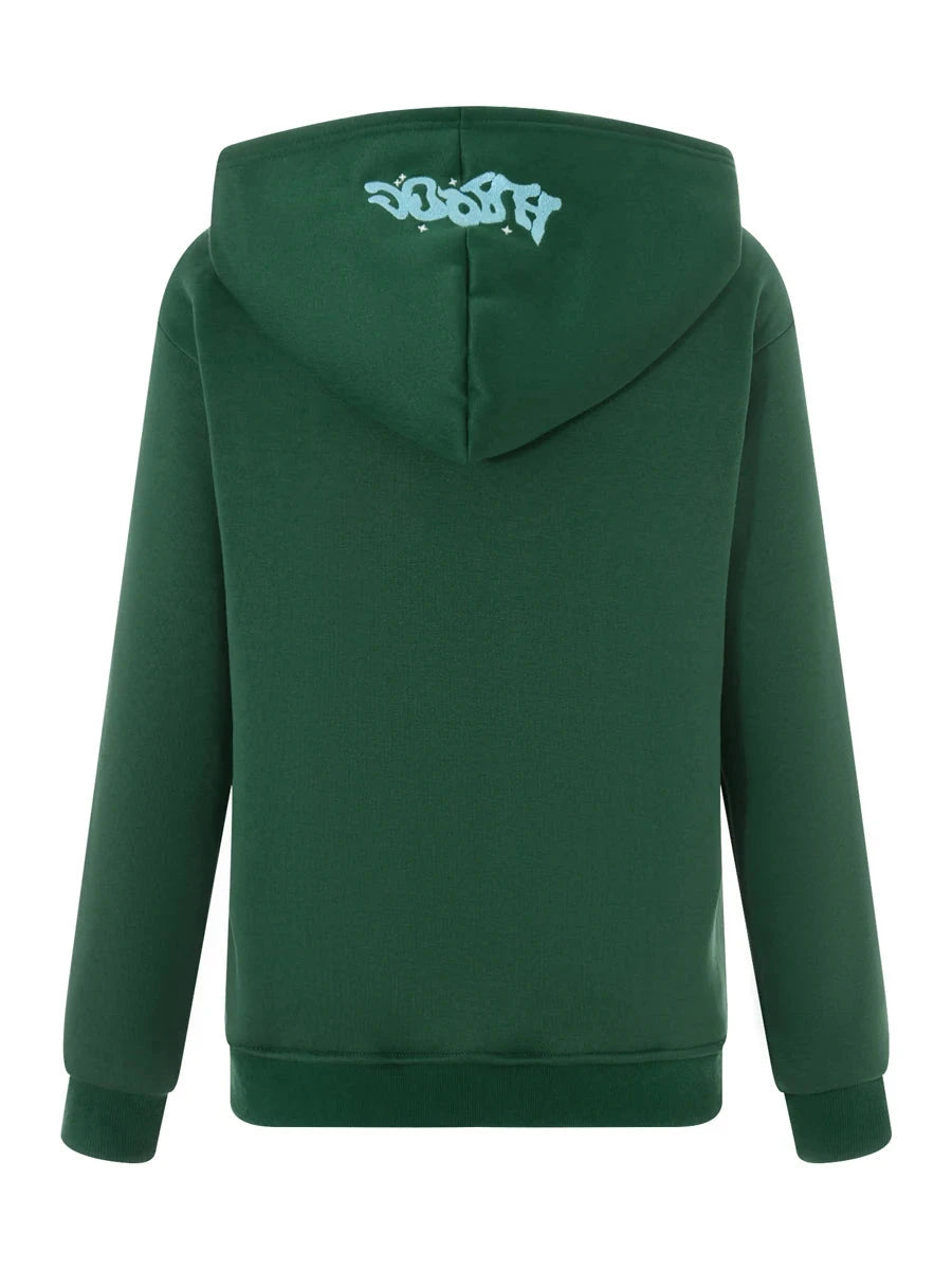 Men Women Hoodie Long Sleeve Letters Print Zipper Closure Sweatshirt Jacket with Pockets Shopifynow