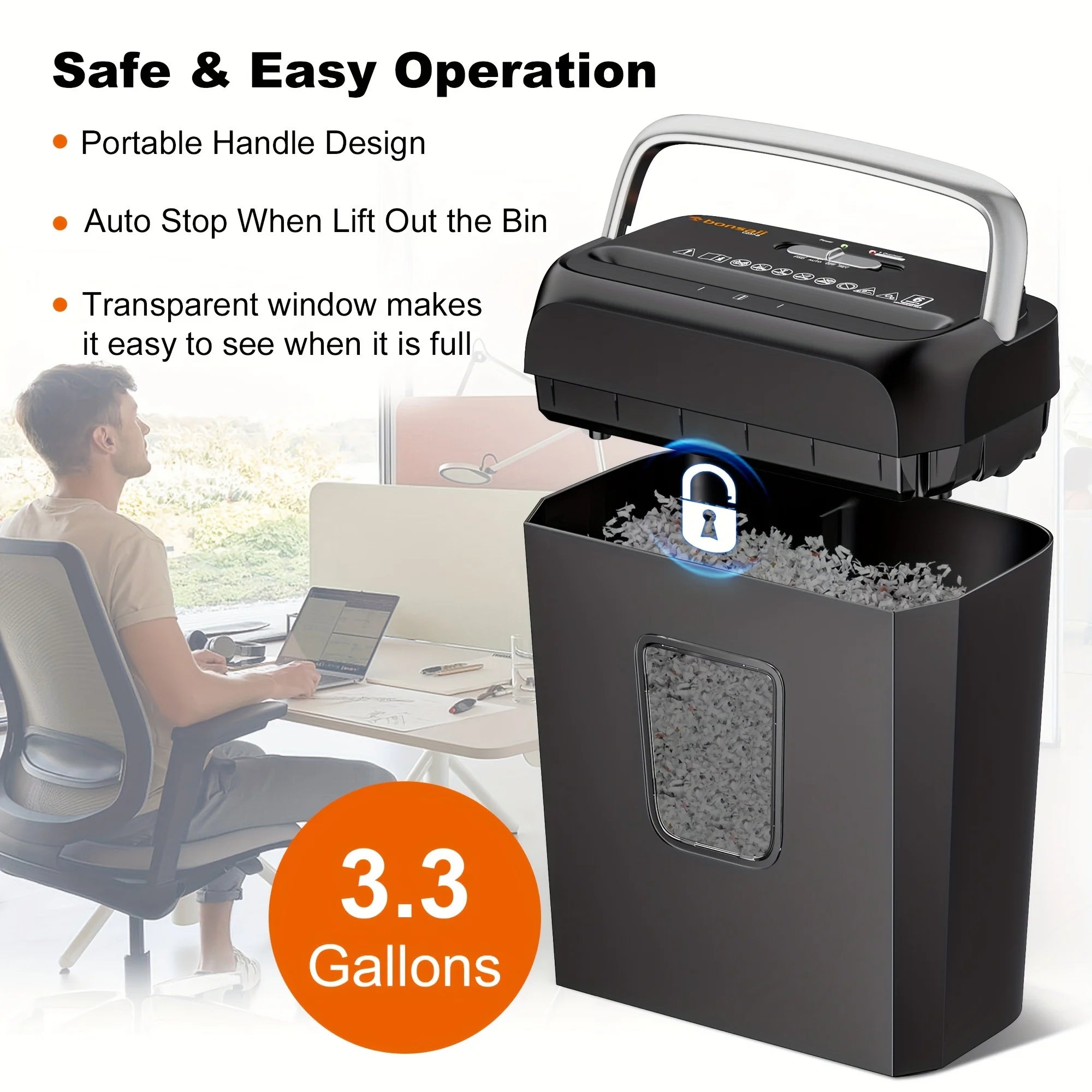 6-Sheet Cross-Cut Paper Shredder with 3.4-Gallon Wastebasket for Home Office Shreds Credit Cards,Paper, Mail, Staples and Clips Shopifynow