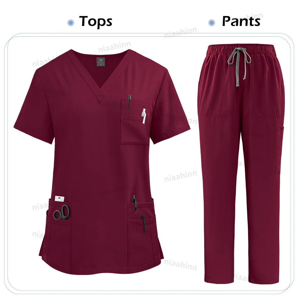 High Quality Medical Clothing for Women Uniform Nurse Lab Coat Unisex Wholesale Tops and Pants Suits Nursing Scrubs Uniforms Set - Shopifynow