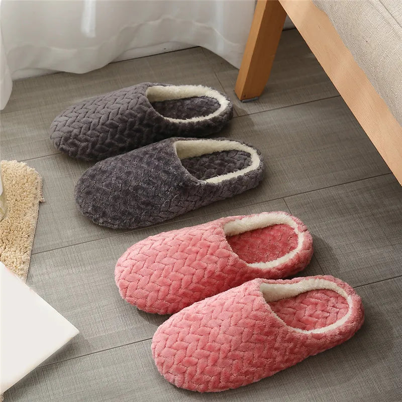 Women Winter Home Fur Slippers Cartoon Cat Non-Slip Soft Warm House Indoor Bedroom Men Couples Boys Girl Memory Foam Floor Shoes