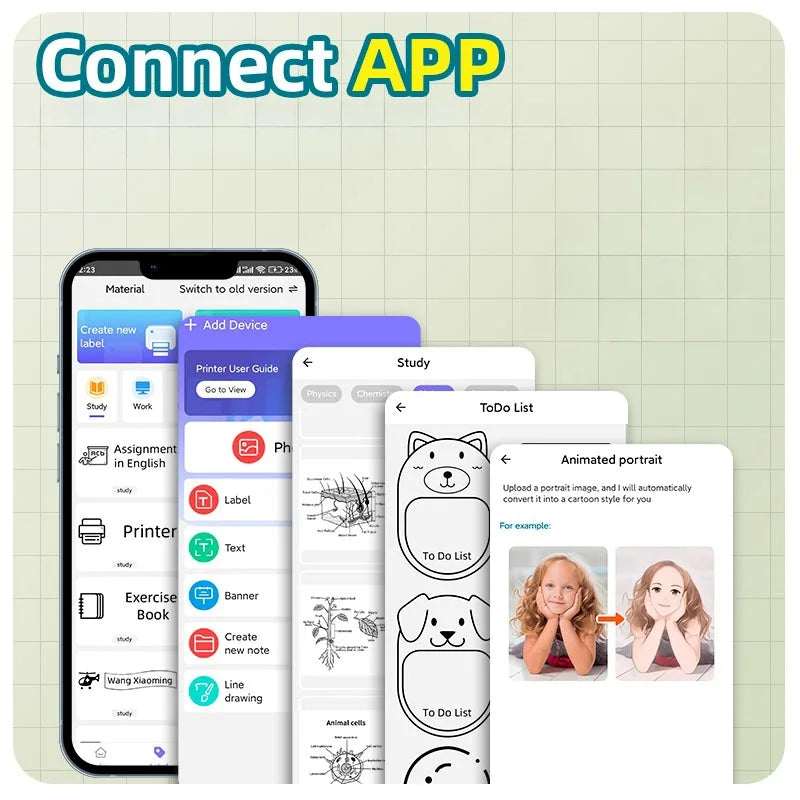 B4 Mini Portable Printer for Photo With 8 Roll Sticker Thermal Color Thermal Pocket Label Maker Bluetooth Office Printing Shopifynow