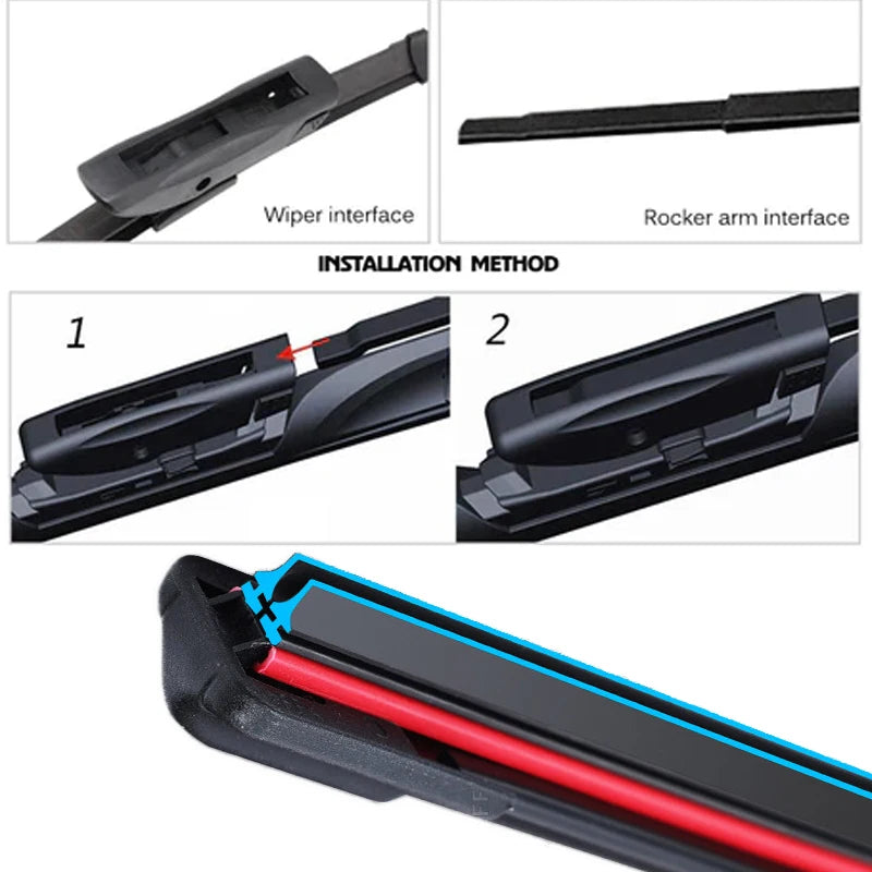 Car Windshield Wiper blades Universal Soft Double layer Rubber Frameless Bracketless car wipers 14" 16" 19" 20" 21" 22" 24"26"
