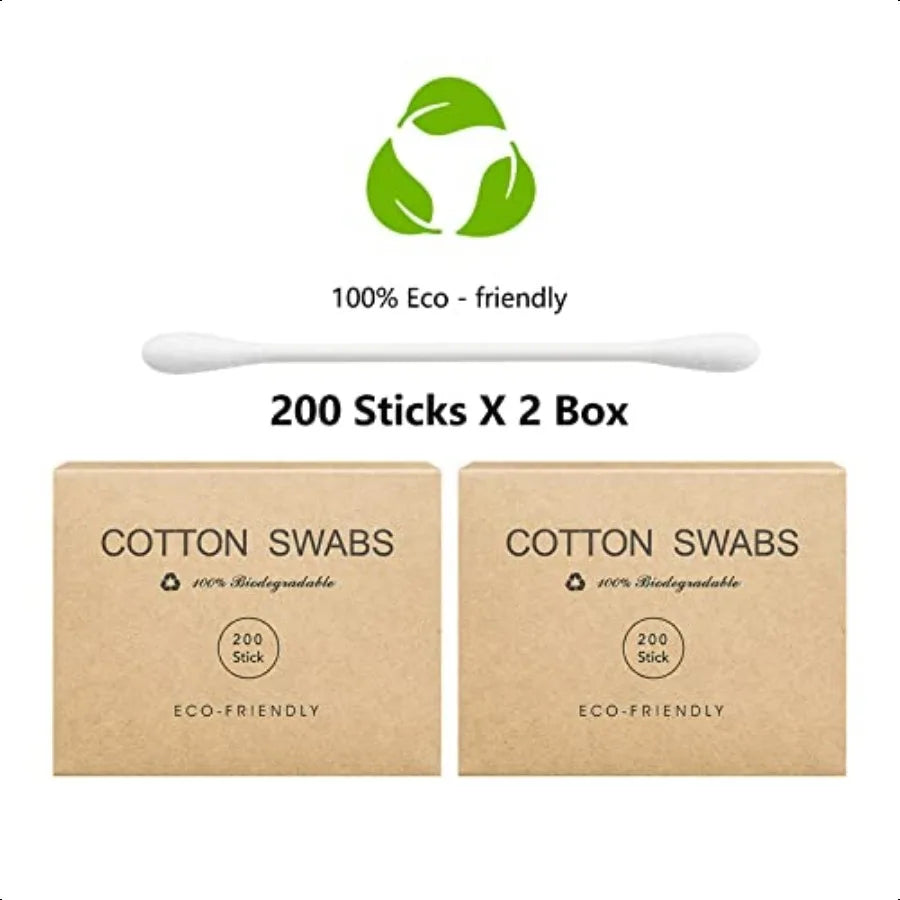 400 Count Organic Q Tips Cotton Swabs For Ears Eco Friendly Qtips For Ear Cotton Buds