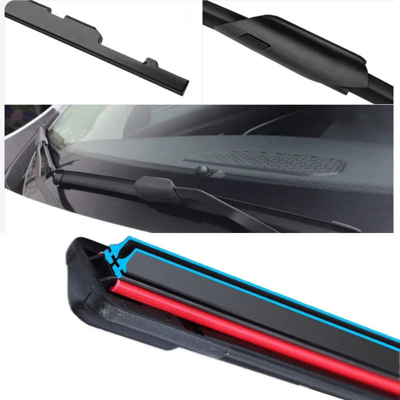 Car Windshield Wiper blades Universal Soft Double layer Rubber Frameless Bracketless car wipers 14" 16" 19" 20" 21" 22" 24"26"