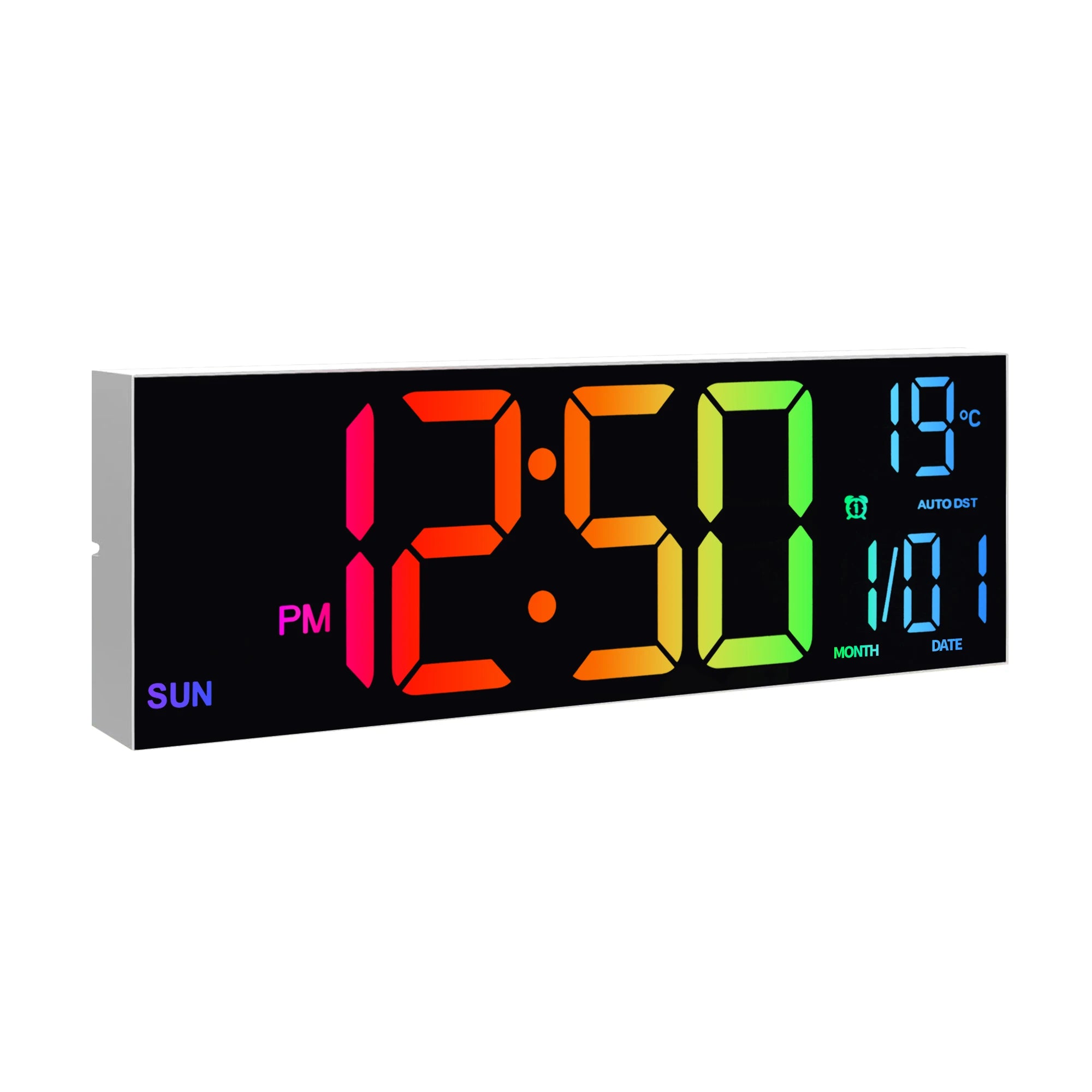 16" Large Digital Wall Clock, Big LED Display with Remote, 8 RGB Color, Alarm, DST, Temperature for Living Room, Kitchen Shopifynow