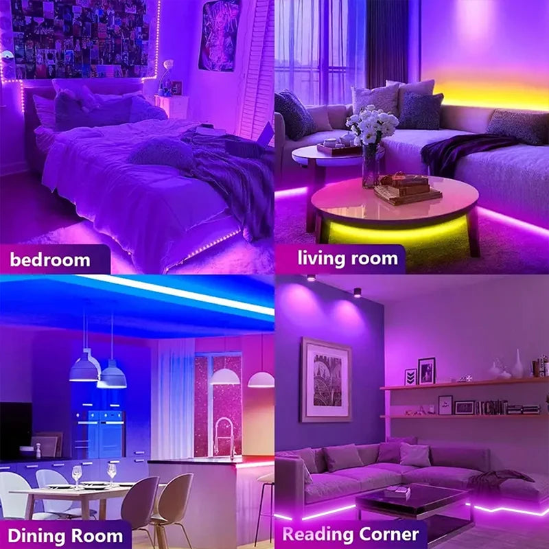 LED Strip Lights RGB 5050 LED Strips Bluetooth APP Control Color Changing DC 12V 30LEDS/M Per Meter For Bedroom Room Kitchen Bar Shopifynow