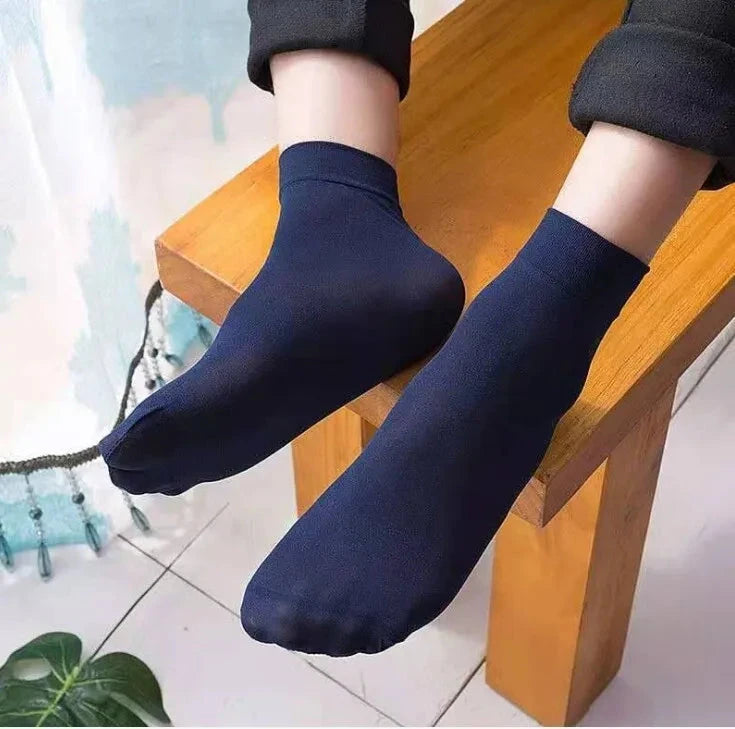 5pairs Men's Summer Ice Silk Crew Socks Breathable Moisture Wicking Anti Odor Business Casual Sports Socks Stockings Shopifynow