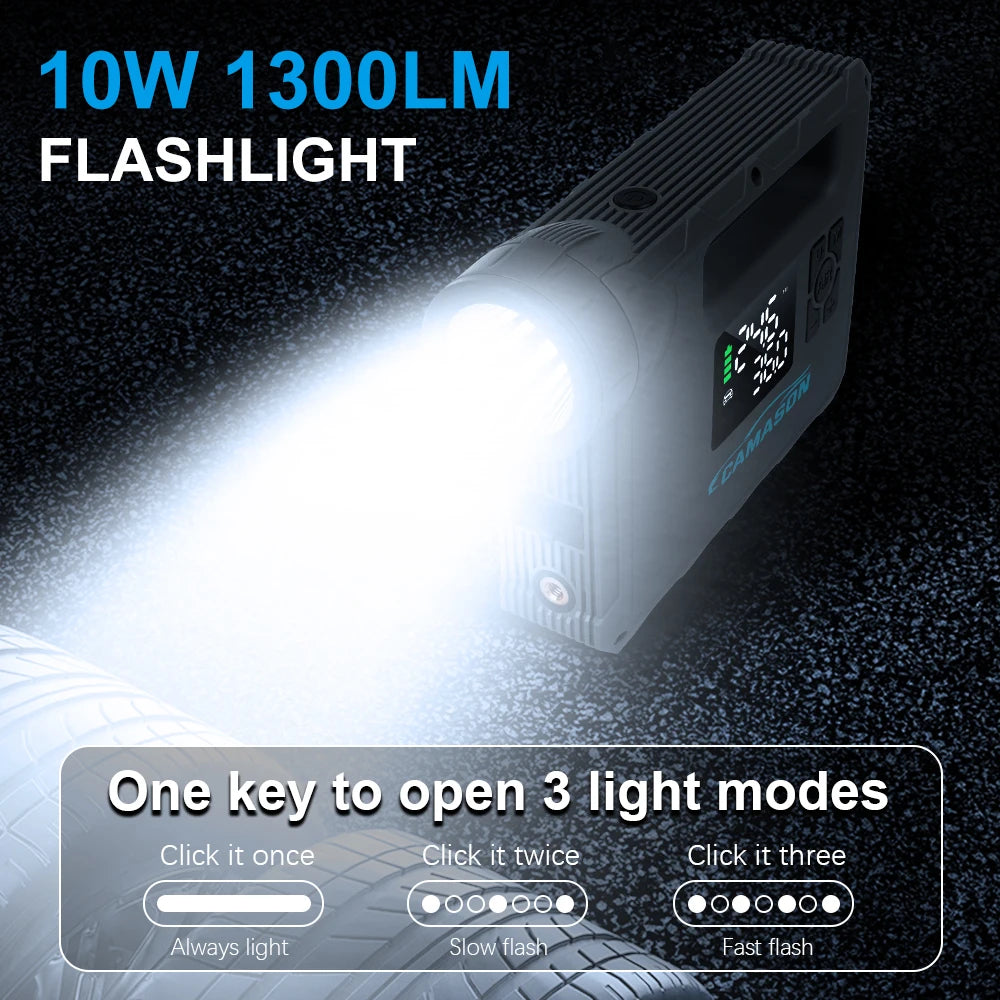 5 in 1 Car Jump Starter with air Compressor Portable Flashlight Starting Device Power Bank Battery Automotive Booster start - Shopifynow