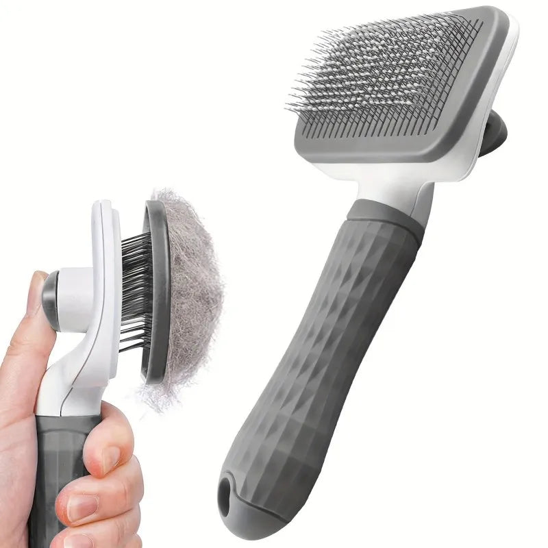 2-in-1 Pet Grooming Brush - Massaging Deshedder with Easy Cleanup - Shopifynow