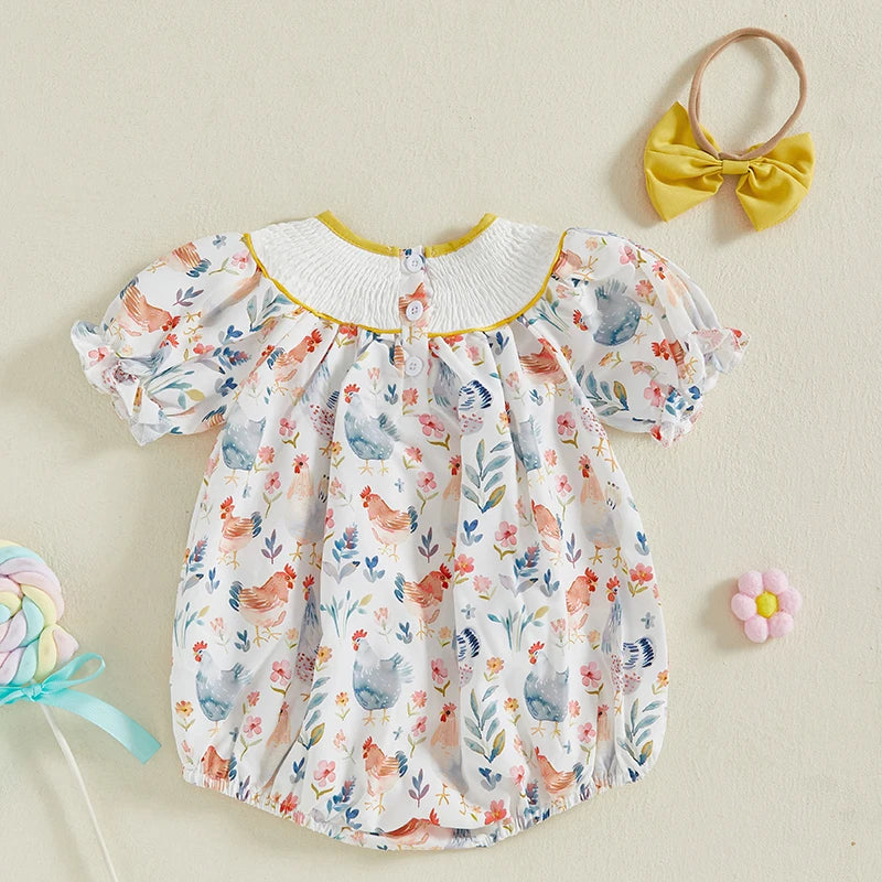 Adorable Toddler Floral Print Sleeveless Romper with Matching Bow Headband Set for Summer Outings and Playdates Shopifynow