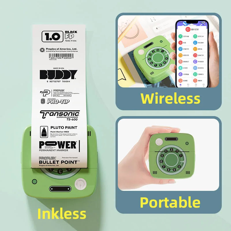 M1 Photo Pocket Printer with 2 Roll for iOS Android Bluetooth Mini Printers Sticker Thermal Printing  for Office Kitchen School - Shopifynow