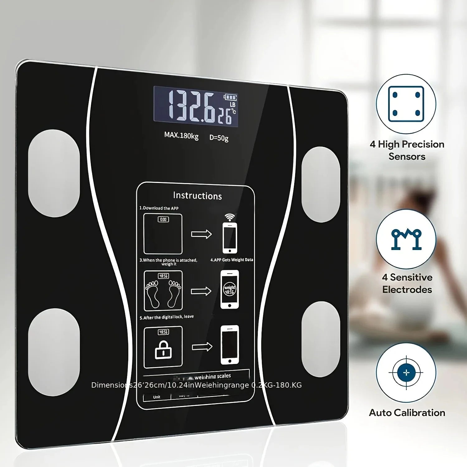 Intelligent Digital Body Scale With Backlit LED Display Screen,Weighing Up To 400 Pounds,Ideal for Weight Management & Fitness Shopifynow