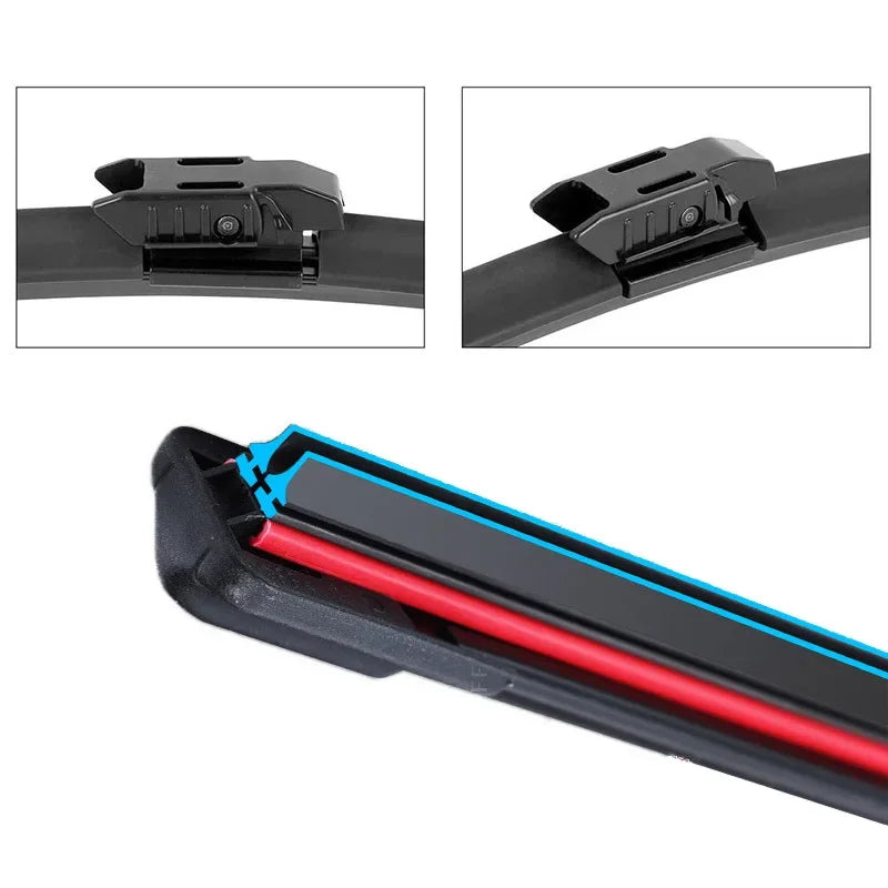 Car Windshield Wiper blades Universal Soft Double layer Rubber Frameless Bracketless car wipers 14" 16" 19" 20" 21" 22" 24"26"