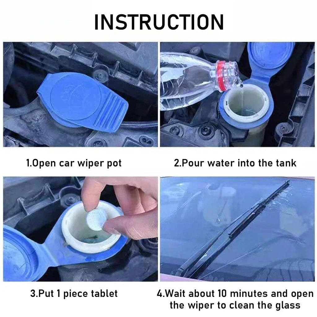 Car Windshield Cleaner, Glass Water Solid Effervescent Tablets for Car Window Wiper Washer Cleaning Accessories Shopifynow