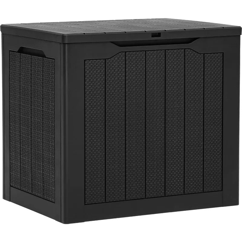 30 Gallon Outdoor Storage Box, Small Water Resistant Resin Deck Box, Indoor Outdoor Lockable Rattan Storage Container f - Shopifynow