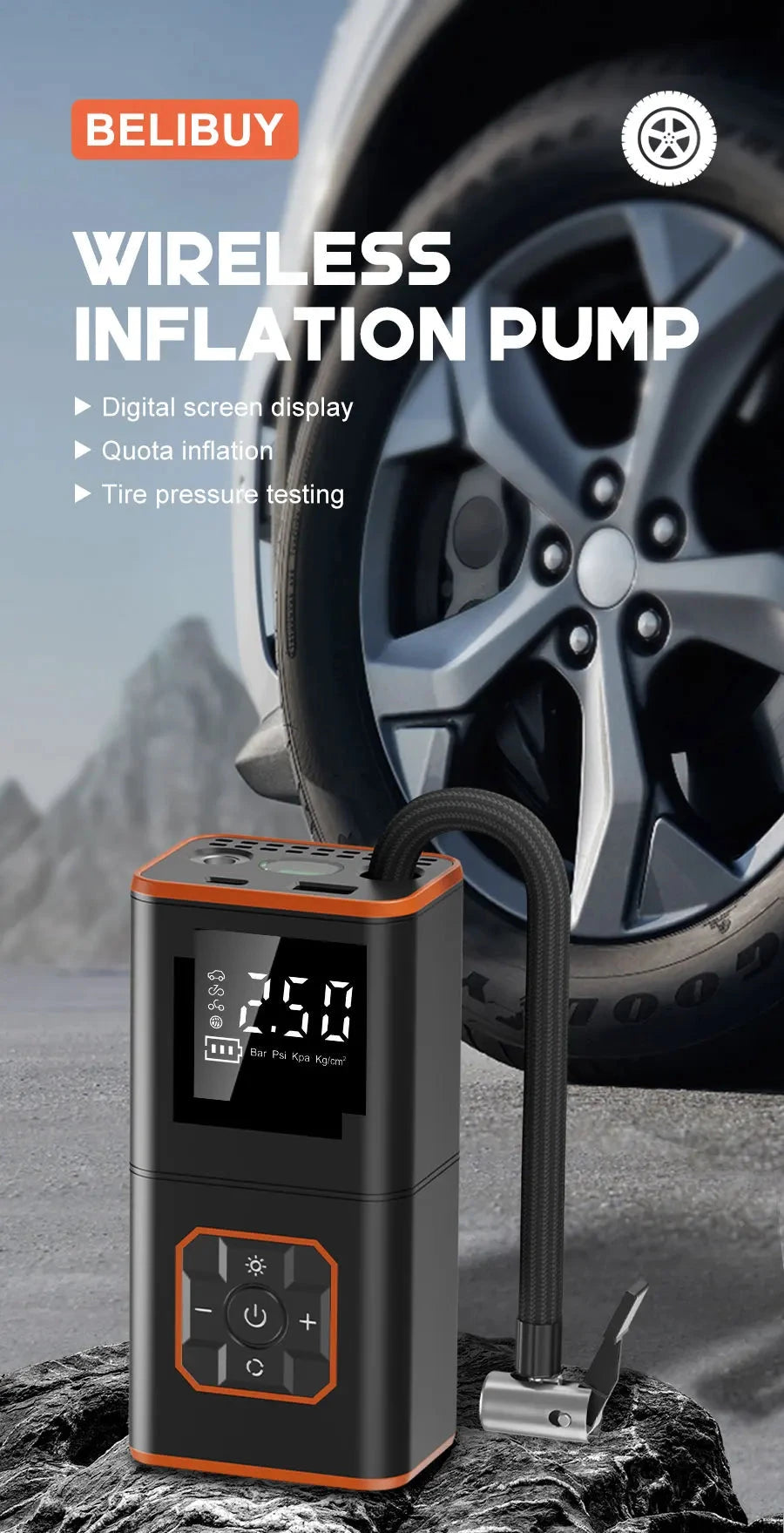 ABS Car Tyre Inflator Portable Air Compressor Car Inflatable Pumps Air Pump Suitable For Inflating Car Motorcycle Bicycle Shopifynow