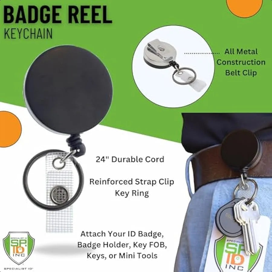 2 Pack Super Heavy Duty Retractable Keychain 8oz or 10 Keys Durable 48 4 Ft Kevlar Lanyard Rugged Polycarbonate Key Chain Ring