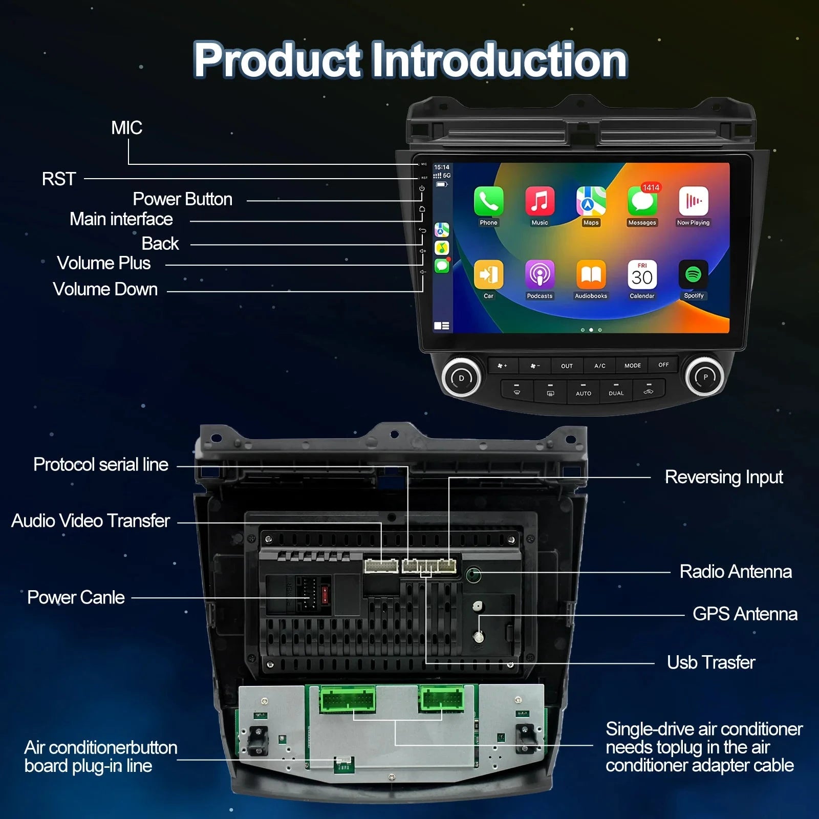 10.1 Inch Android13 Wireless Car Carplay Android Navigation Reversing Camera All-in-one 2+32G CarPlay GPS For Honda Accord 03-07 Shopifynow