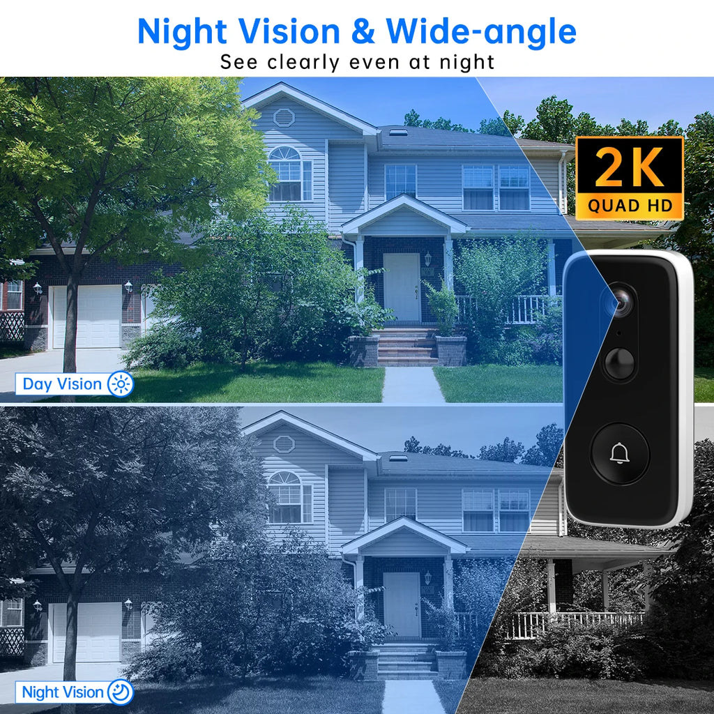 JOOAN 2K Intelligent WiFi Doorbell With Camera Smart Home WiFi Video Doorbell Outdoor Battery Powered Security Video Intercom