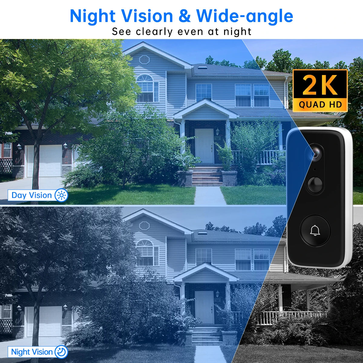 JOOAN 2K Intelligent WiFi Doorbell With Camera Smart Home WiFi Video Doorbell Outdoor Battery Powered Security Video Intercom Shopifynow