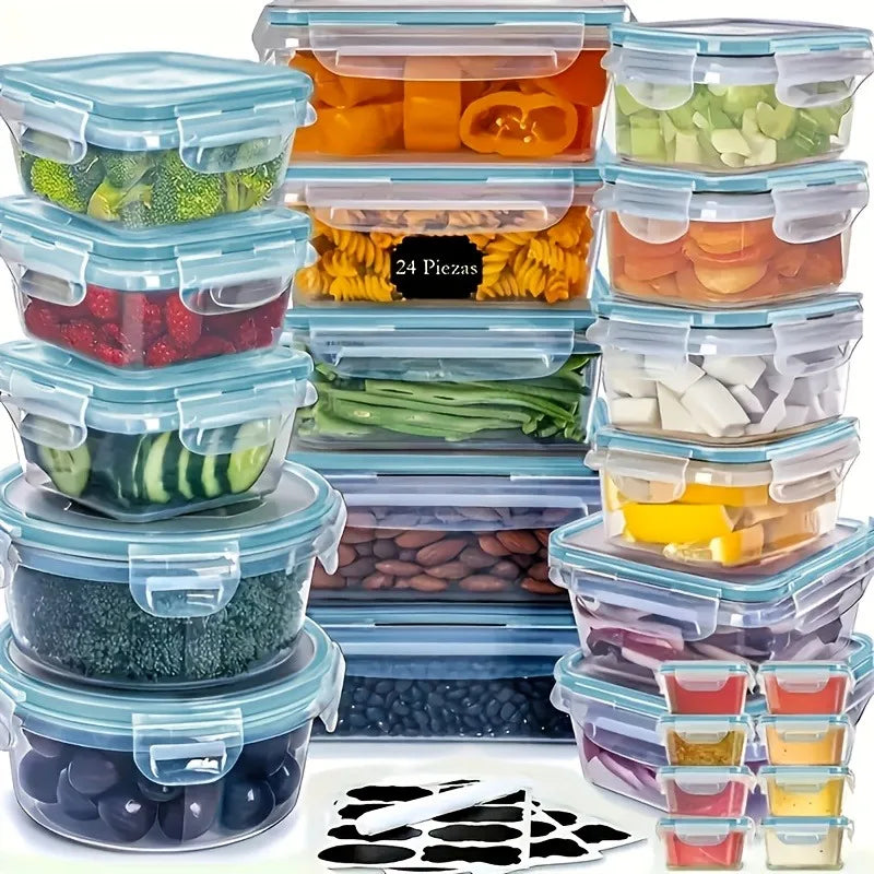 48Pcs BPA-Free Food Storage Set - 24 Airtight Containers & Lids with Labels for Pantry, Travel, Kitchen Organization Shopifynow
