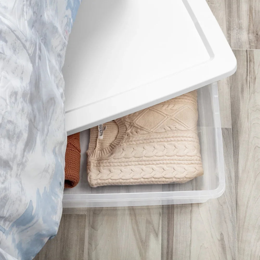 Clear Plastic Storage Bin 41 Qt Stackable Container with Snap-On Lid Ideal Clothing Organization Home Office Bedroom Storage Shopifynow