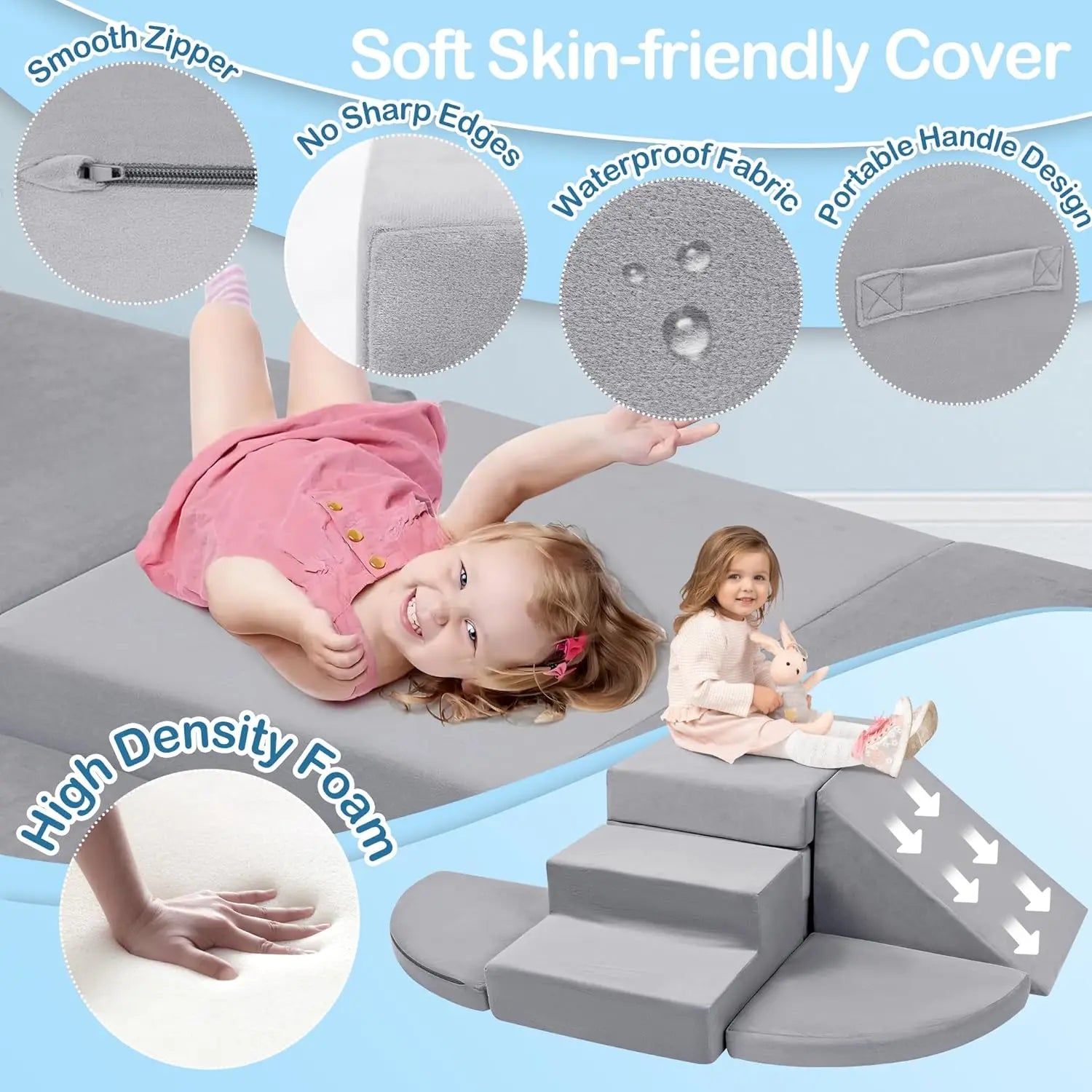 5pcs Foam Climbing Blocks for Toddlers 1-3, Safety First Baby Climbing Blocks Indoor,Soft Play Toys for Infant, Ideal Crawling a Shopifynow