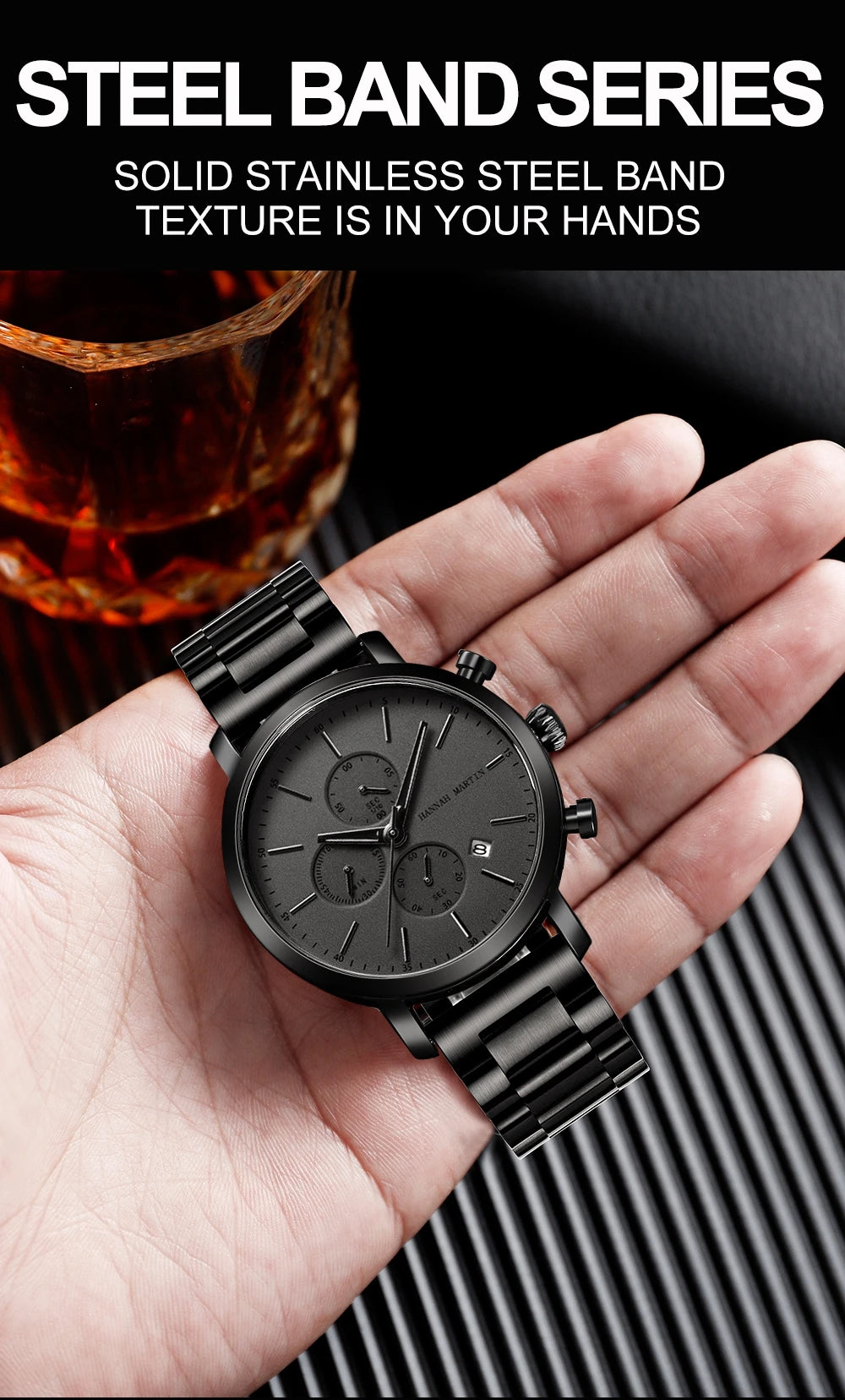 Hannah Martin Top Men Watch Brand Business Style Stainless Steel Fashion Waterproof Sports Multifunctional Quartz Watch for Men - Shopifynow
